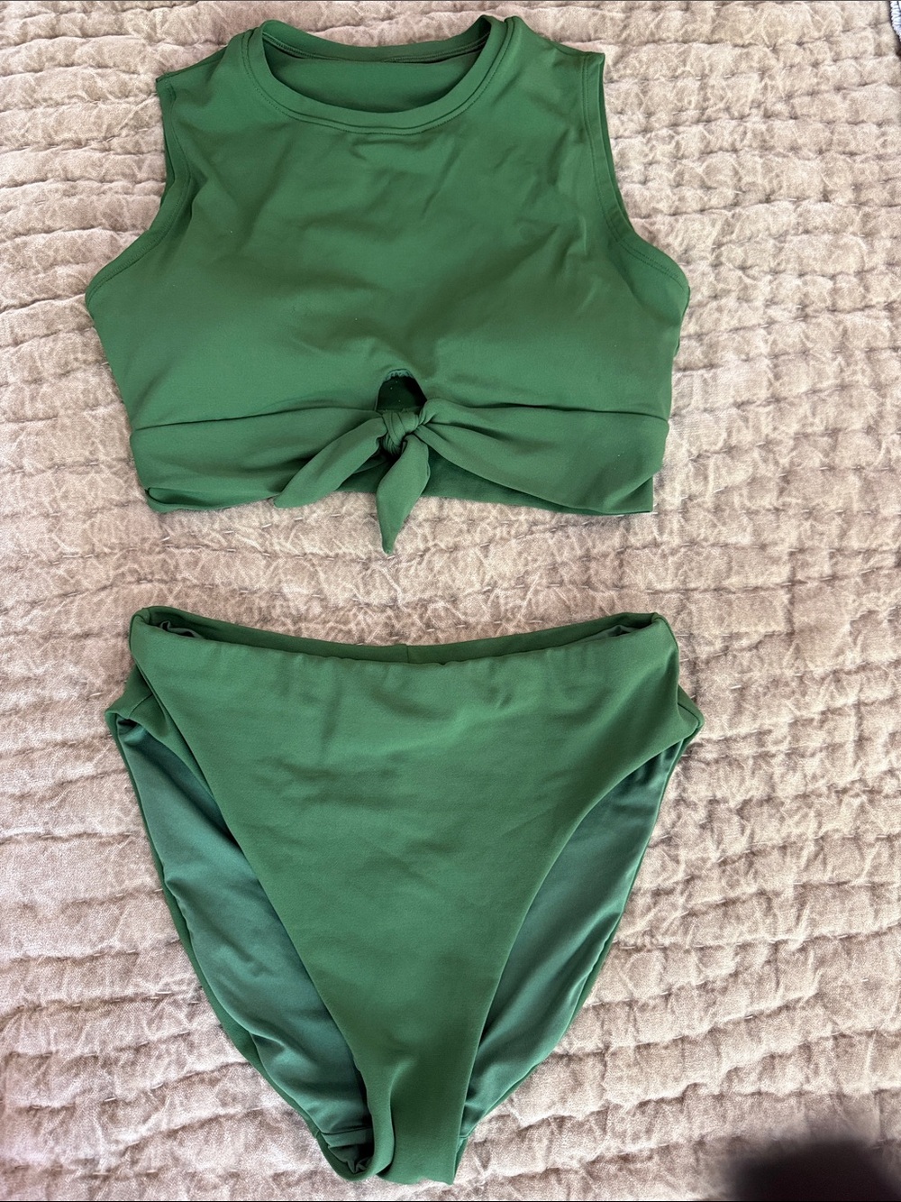 Robin Piccone Green Tie-Front Bikini Set-Medium